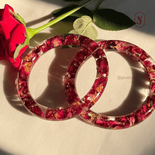 Handmade Real Rose Bangles – Customisable Pair of 2 | Unique Gift for Women