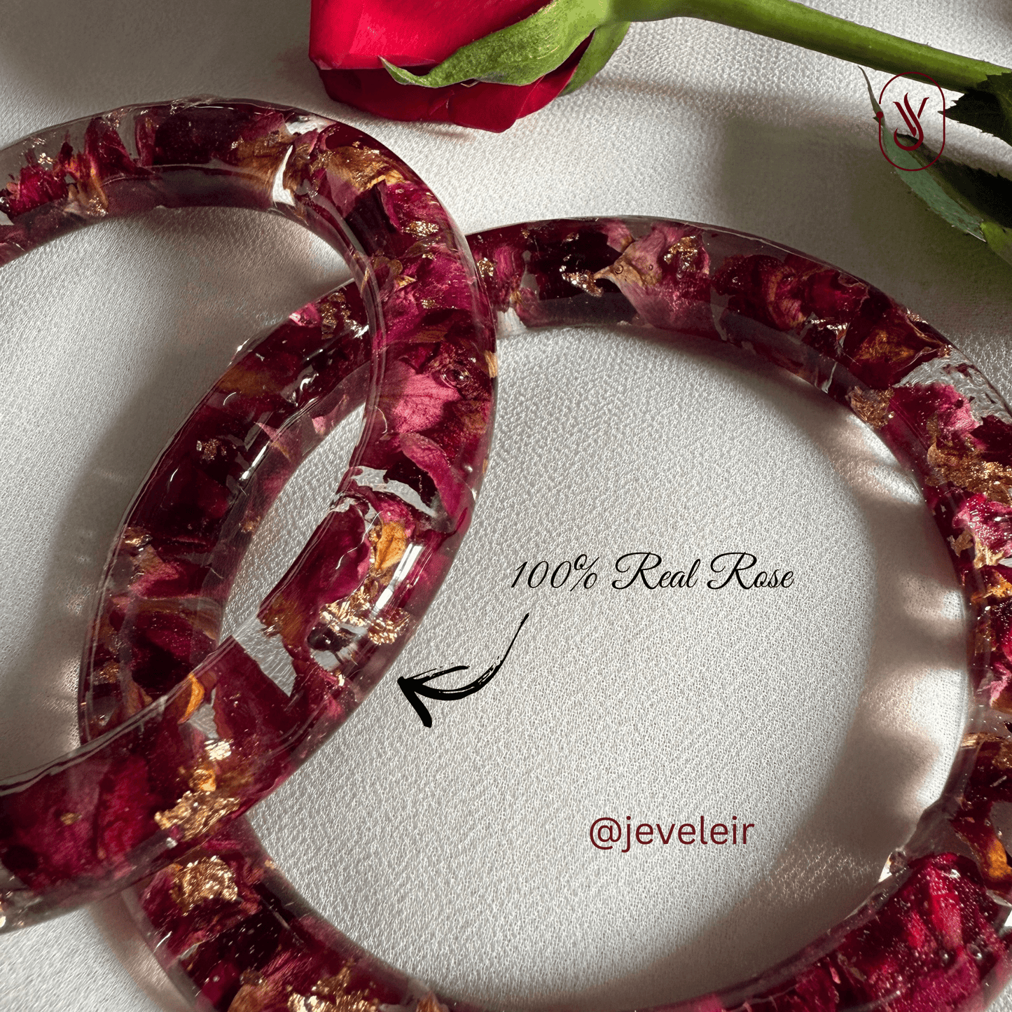 Handmade Real Rose Bangles – Customisable Pair of 2 | Unique Gift for Women