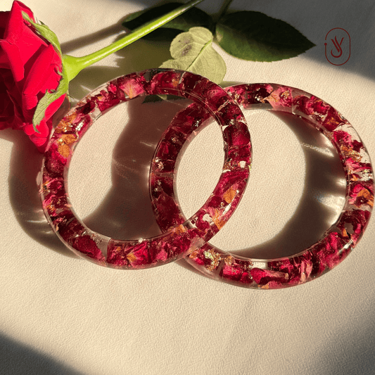 Handmade Real Flowers Bangles – Customisable Pair of 2 | Unique Gift for Women