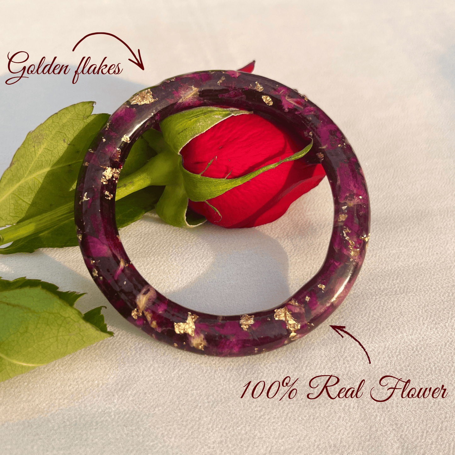 Handmade Real Flowers Bangles – Customisable Pair of 2 | Unique Gift for Women