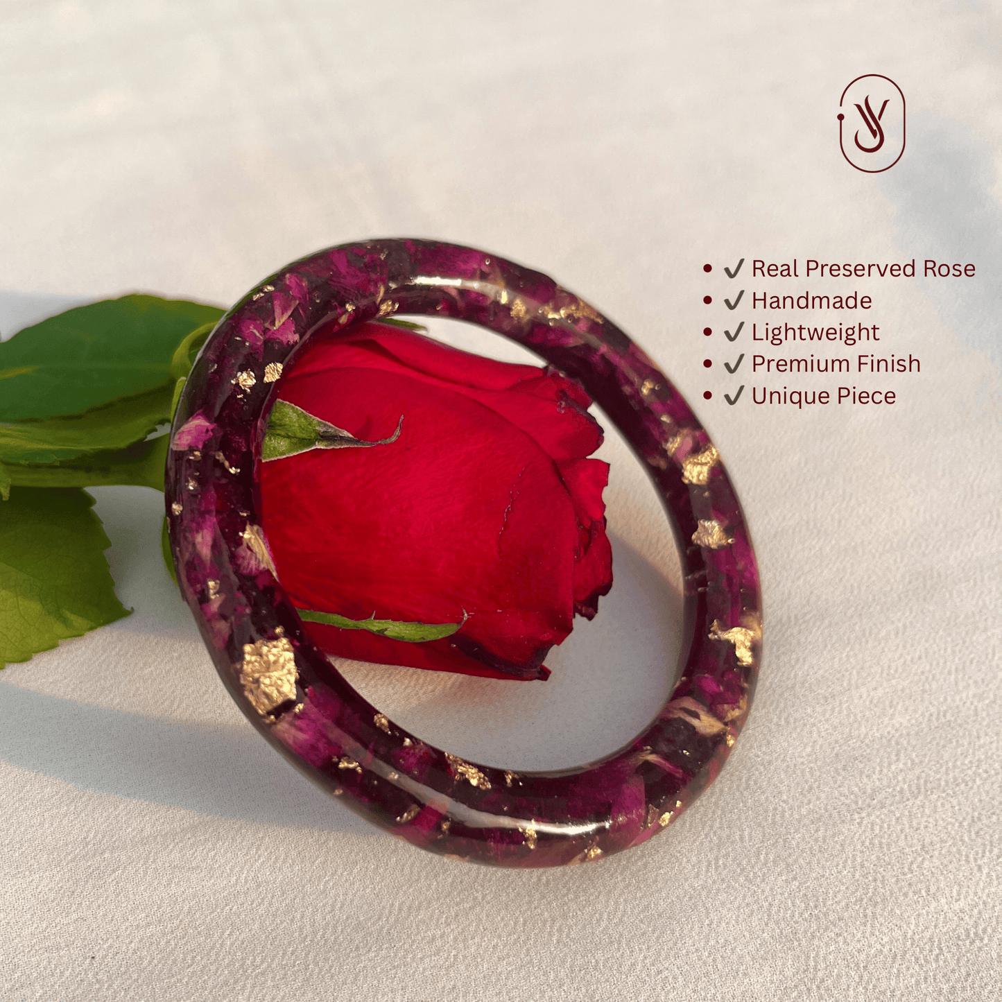 Handmade Real Flowers Bangles – Customisable Pair of 2 | Unique Gift for Women