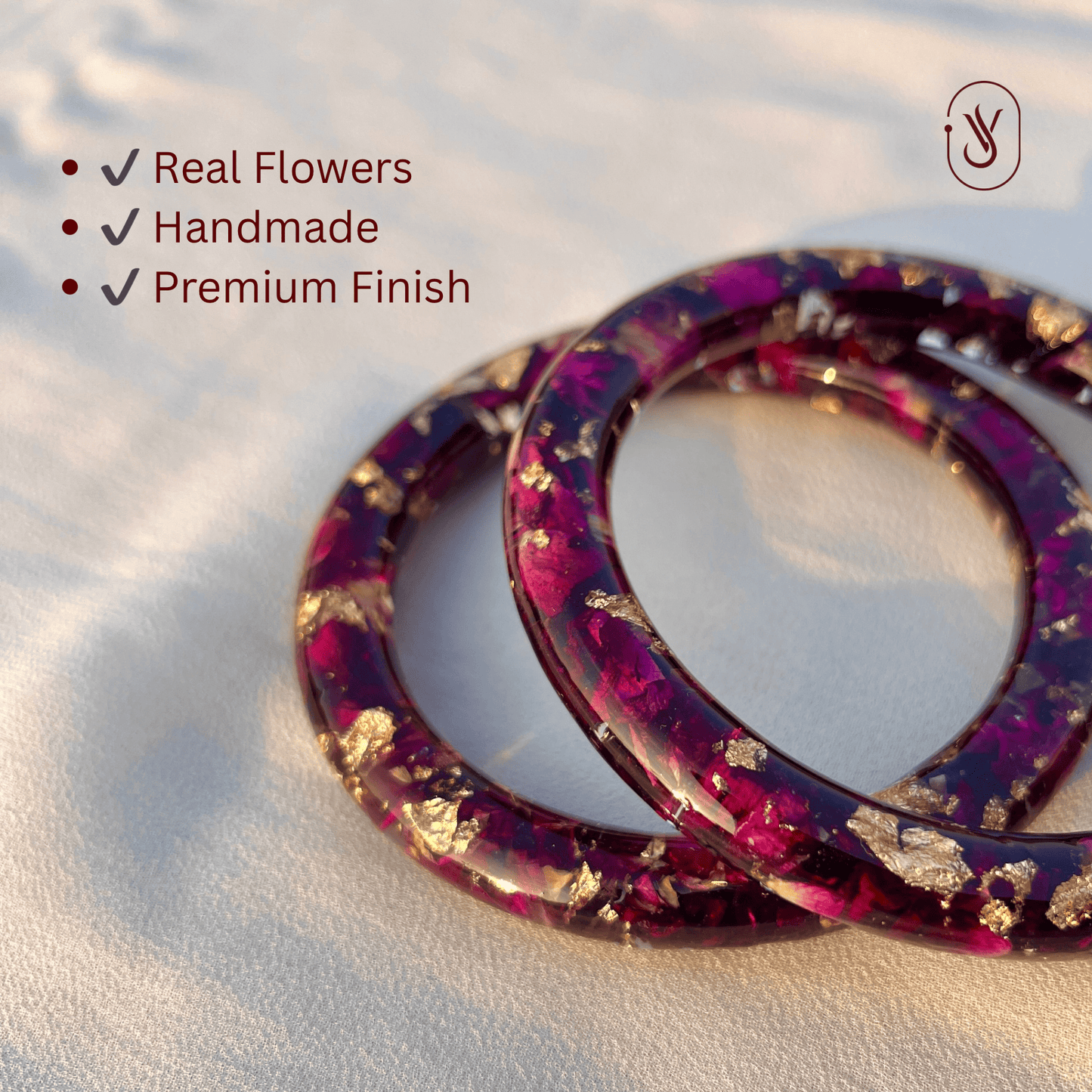 Handmade Real Flowers Bangles – Customisable Pair of 2 | Unique Gift for Women