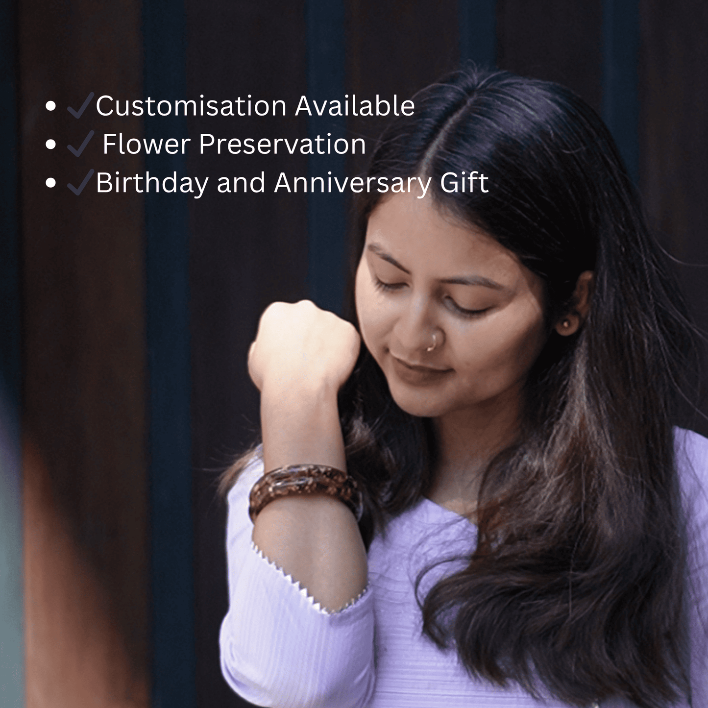 Handmade Real Flowers Bangles – Customisable Pair of 2 | Unique Gift for Women