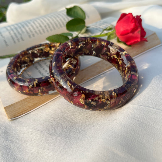 Handmade Real Flower Thick Kada  | 100% Preserved Flower Bracelet for Women | Custom Resin Jewellery Gift