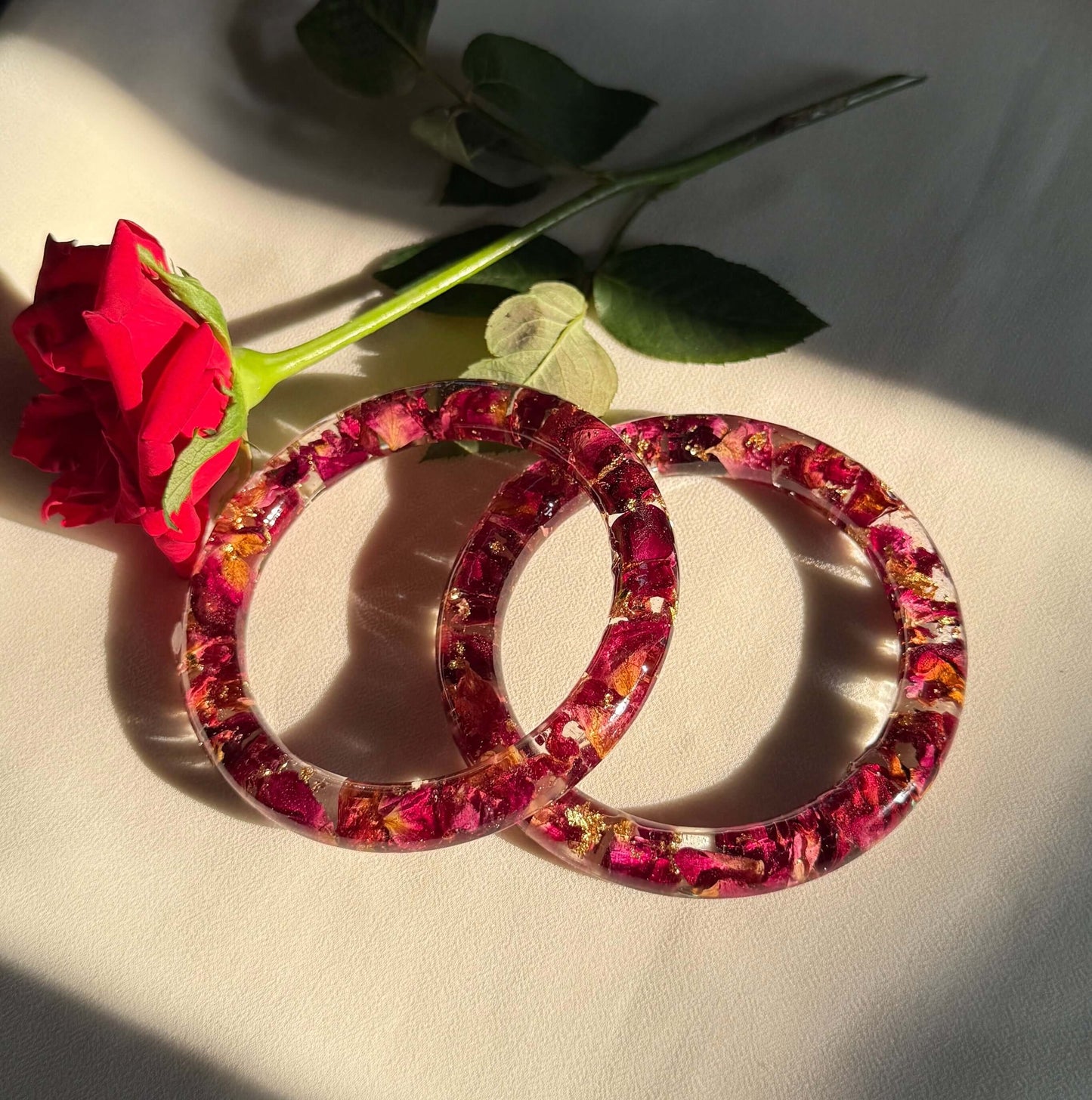 Handmade Real Rose Bangles – Customisable Pair of 2 | Unique Gift for Women