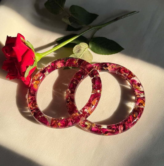 Handmade Real Rose Bangles – Customisable Pair of 2 | Unique Gift for Women
