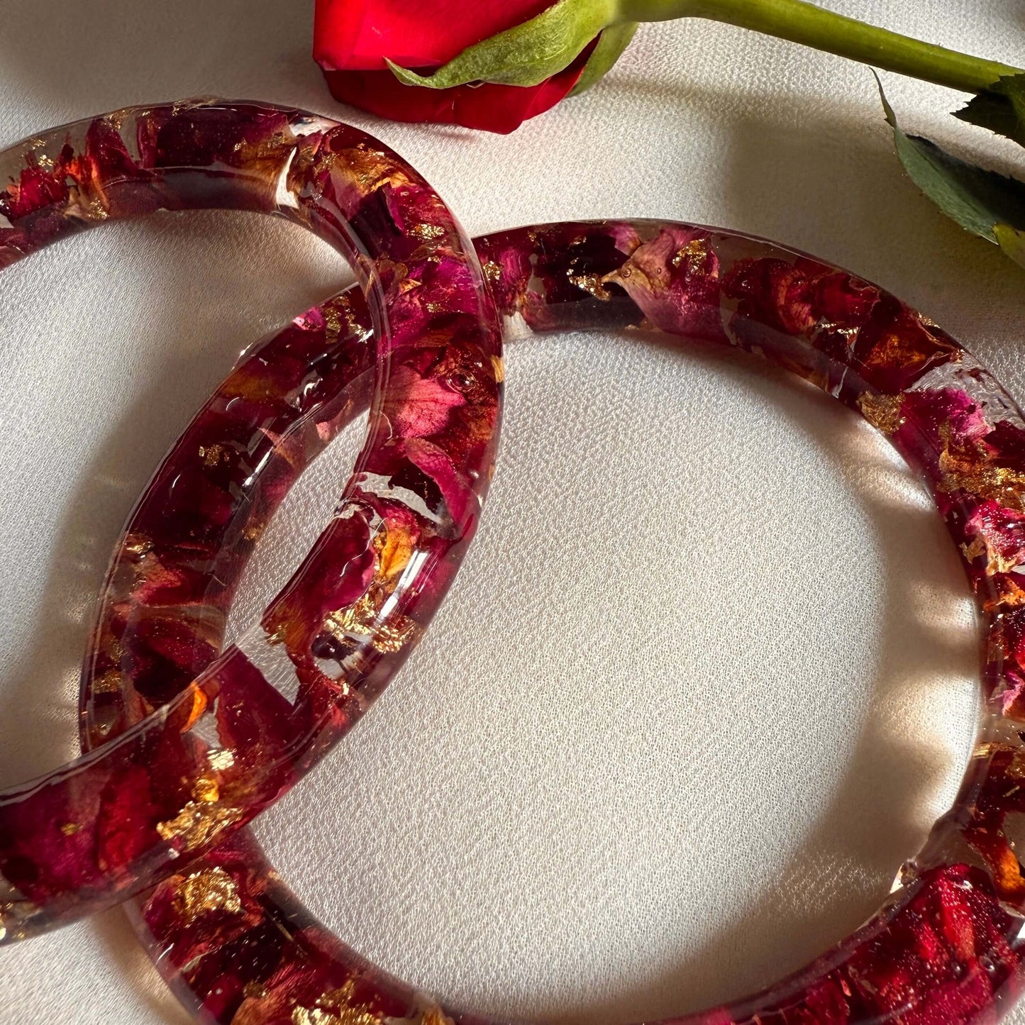 Handmade Real Rose Bangles – Customisable Pair of 2 | Unique Gift for Women