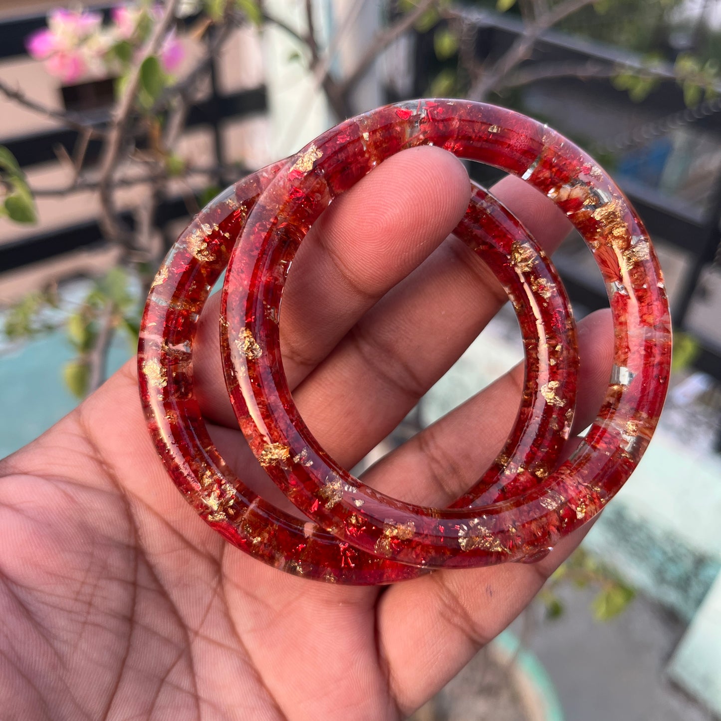 Handmade Real Flowers Bangles – Customisable Pair of 2 | Unique Gift for Women