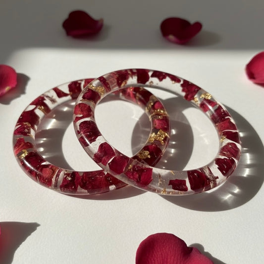 Handmade Real Rose Bangles – Customisable Pair of 2 | Unique Gift for Women