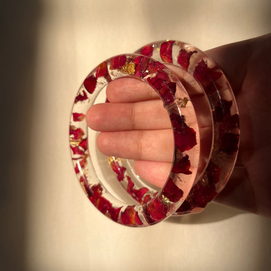 Handmade Real Rose Bangles – Customisable Pair of 2 | Unique Gift for Women