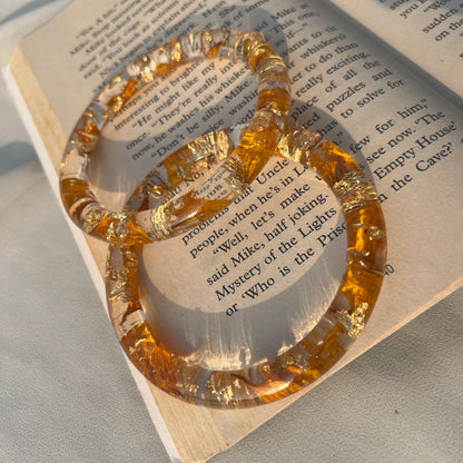 Real Sunflower Resin Bangles | Handmade Preserved Flower Bangles (Set of 2)