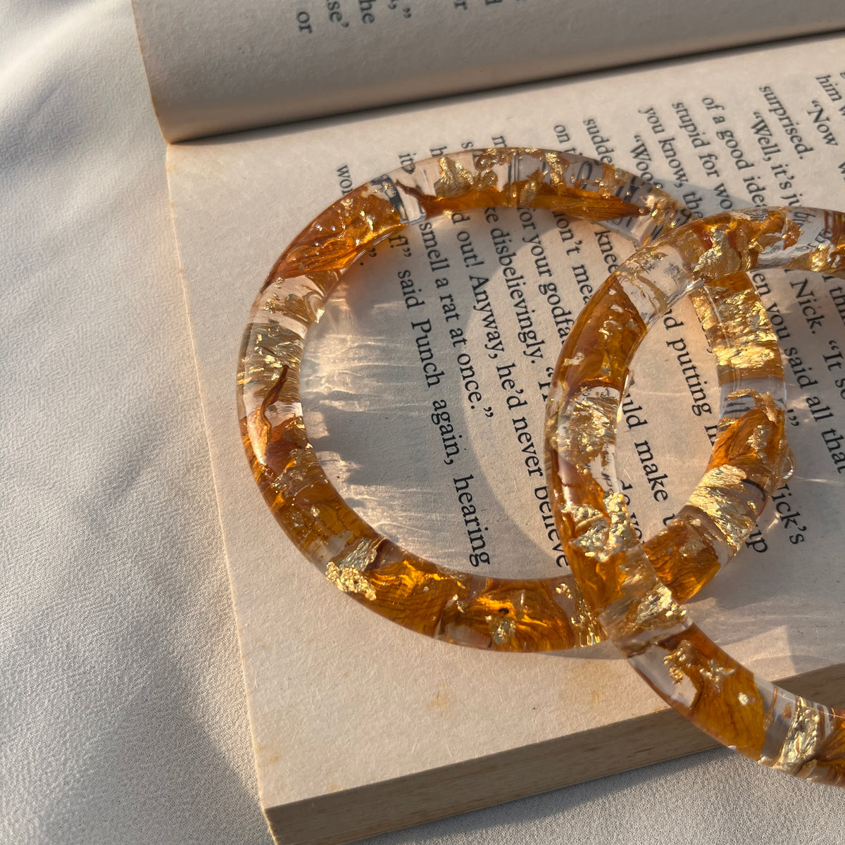 Real Sunflower Resin Bangles | Handmade Preserved Flower Bangles (Set of 2)