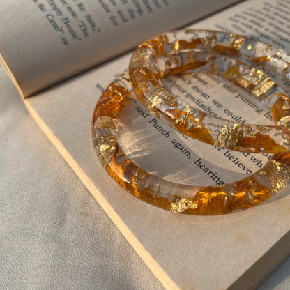 Real Sunflower Resin Bangles | Handmade Preserved Flower Bangles (Set of 2)