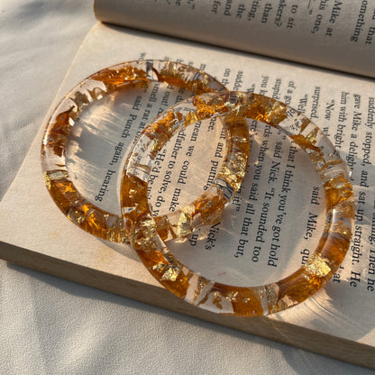 Real Sunflower Resin Bangles | Handmade Preserved Flower Bangles (Set of 2)
