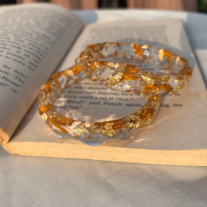 Real Sunflower Resin Bangles | Handmade Preserved Flower Bangles (Set of 2)