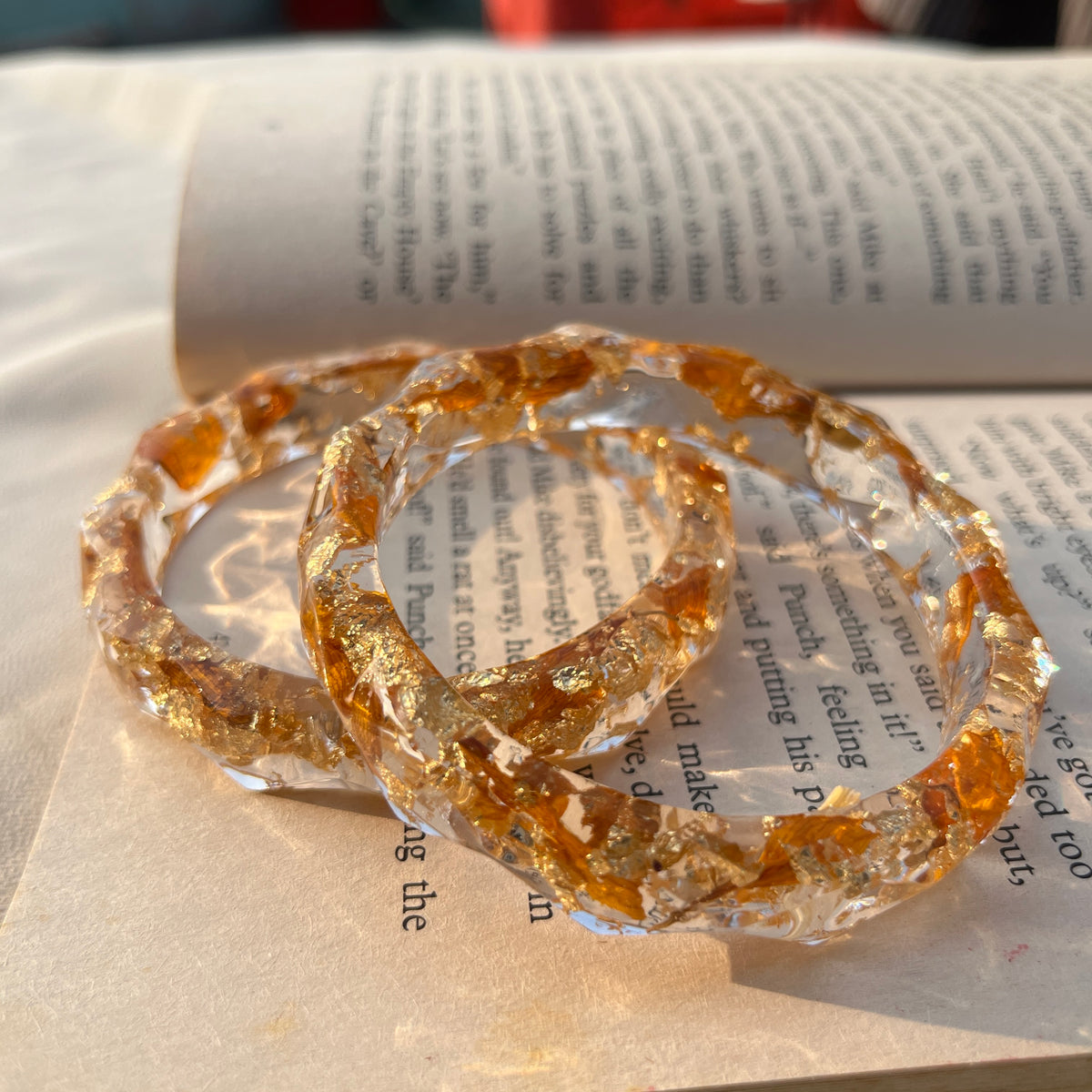 Real Sunflower Resin Bangles | Handmade Preserved Flower Bangles (Set of 2)