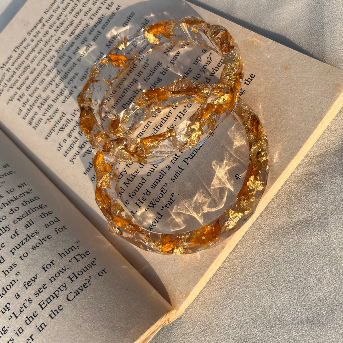 Real Sunflower Resin Bangles | Handmade Preserved Flower Bangles (Set of 2)