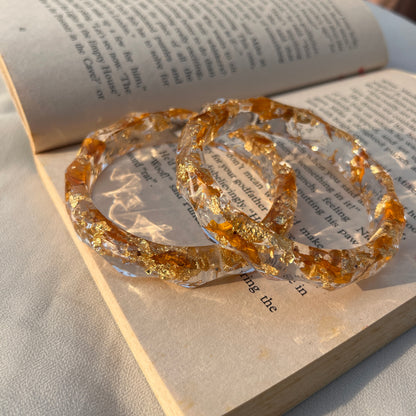 Real Sunflower Resin Bangles | Handmade Preserved Flower Bangles (Set of 2)
