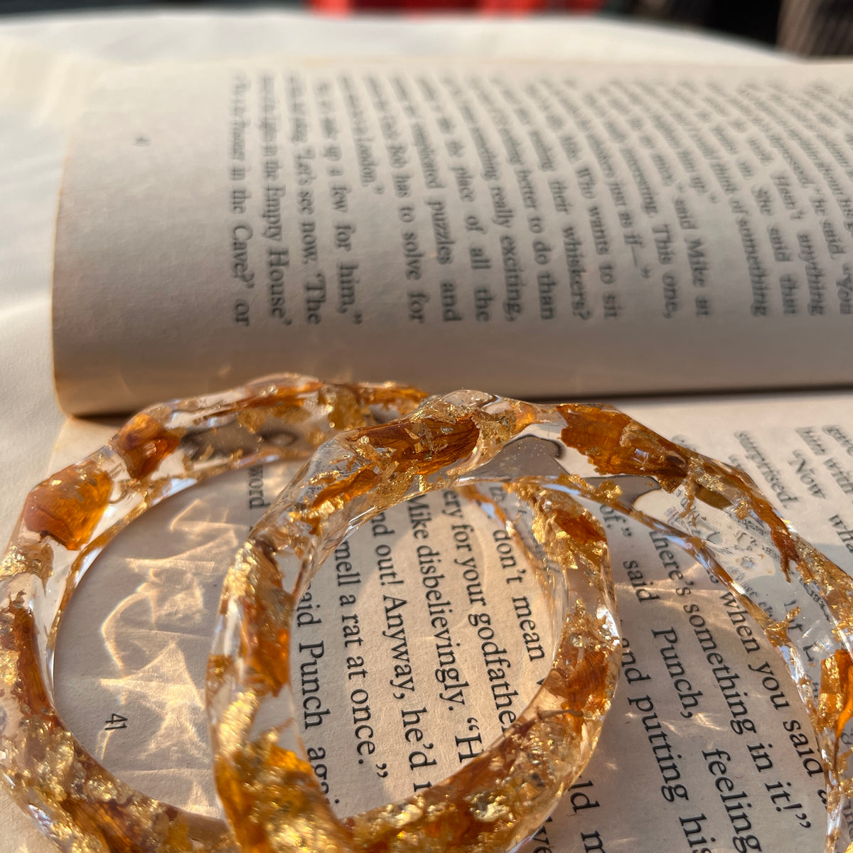 Real Sunflower Resin Bangles | Handmade Preserved Flower Bangles (Set of 2)