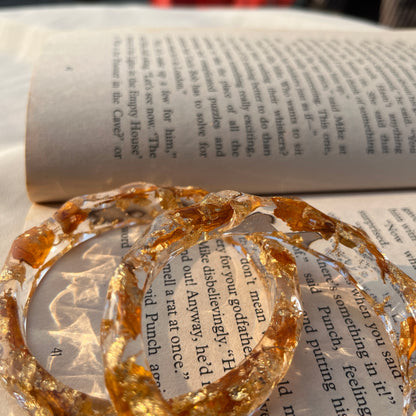 Real Sunflower Resin Bangles | Handmade Preserved Flower Bangles (Set of 2)