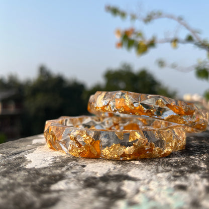 Real Sunflower Resin Bangles | Handmade Preserved Flower Bangles (Set of 2)