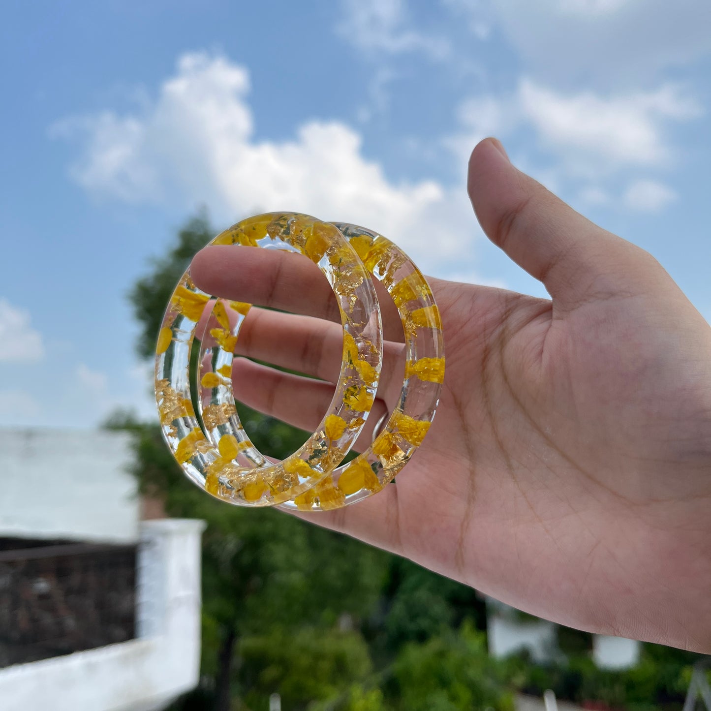 Handmade Real Flowers Bangles – Customisable Pair of 2 | Unique Gift for Women