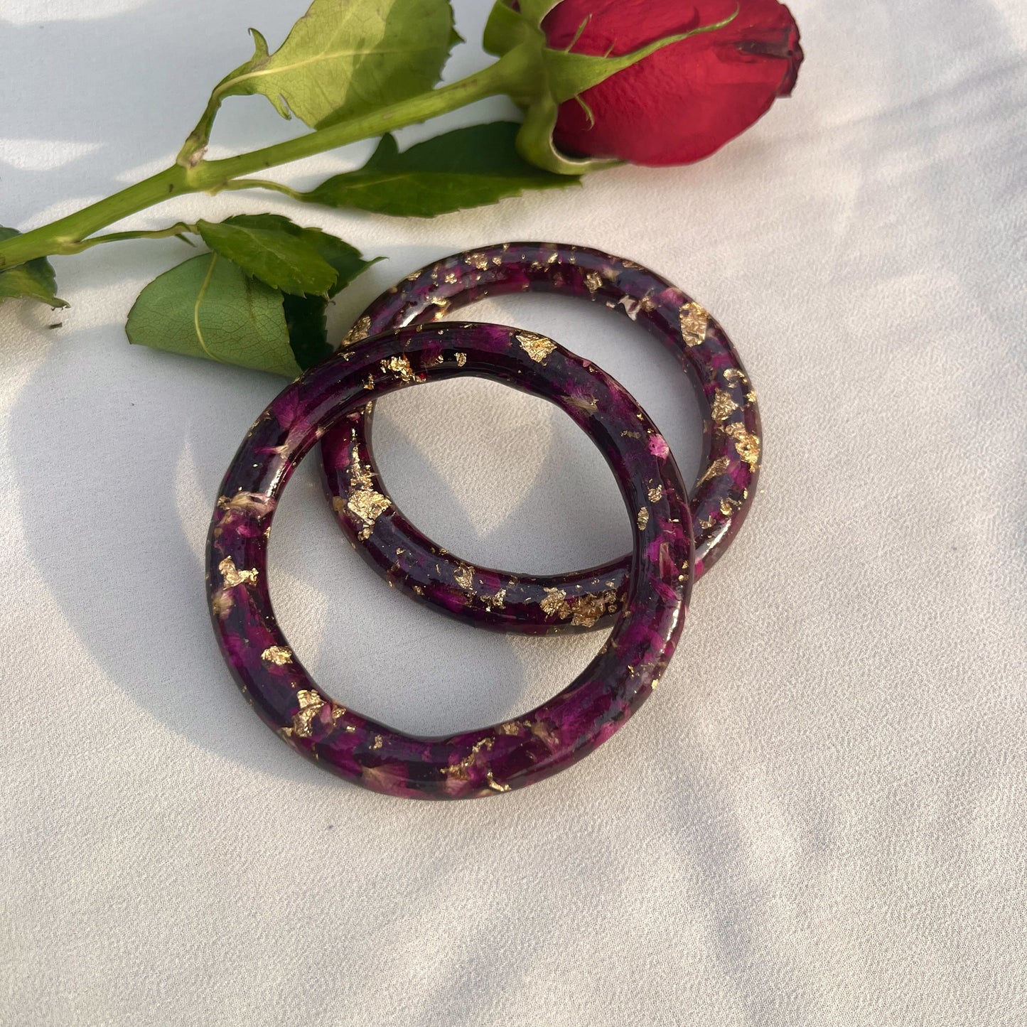 Handmade Real Flowers Bangles – Customisable Pair of 2 | Unique Gift for Women