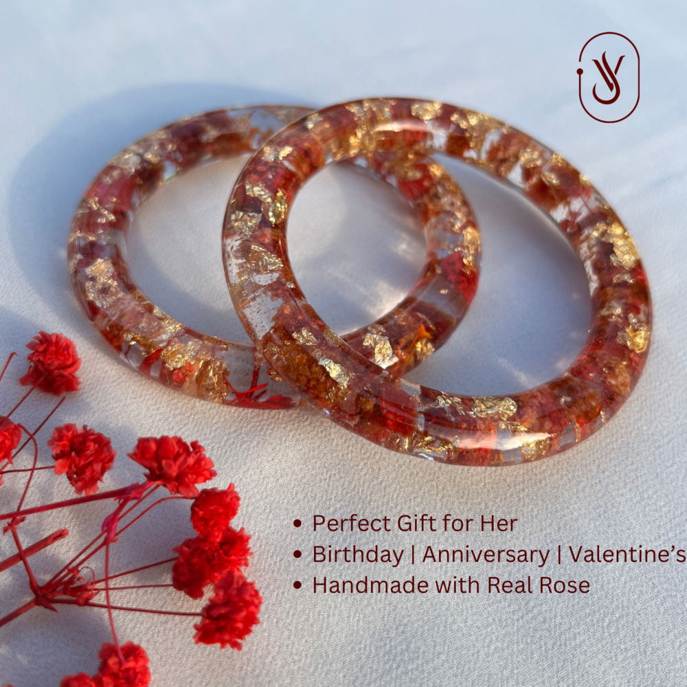 Handmade Real Flowers Bangles – Customisable Pair of 2 | Unique Gift for Women