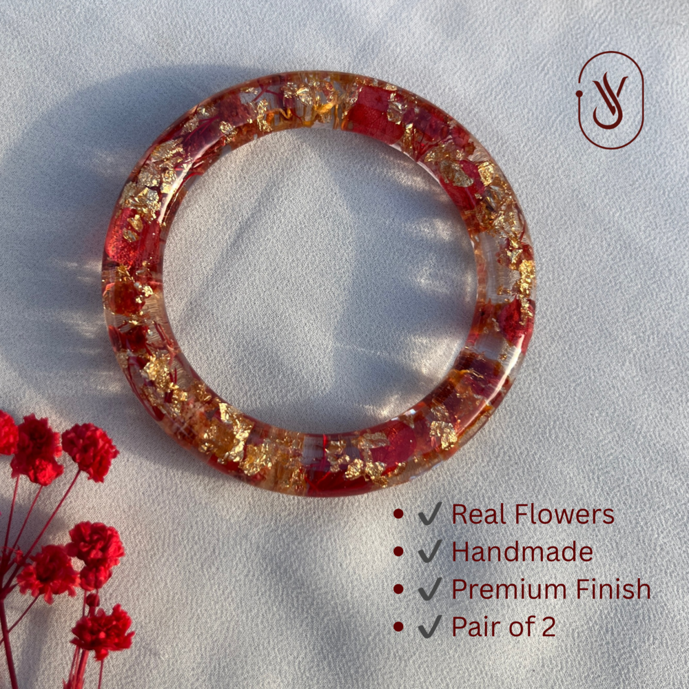 Handmade Real Flowers Bangles – Customisable Pair of 2 | Unique Gift for Women
