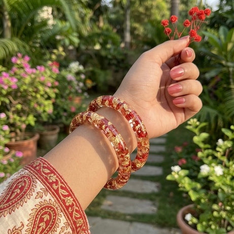 Handmade Real Flowers Bangles – Customisable Pair of 2 | Unique Gift for Women