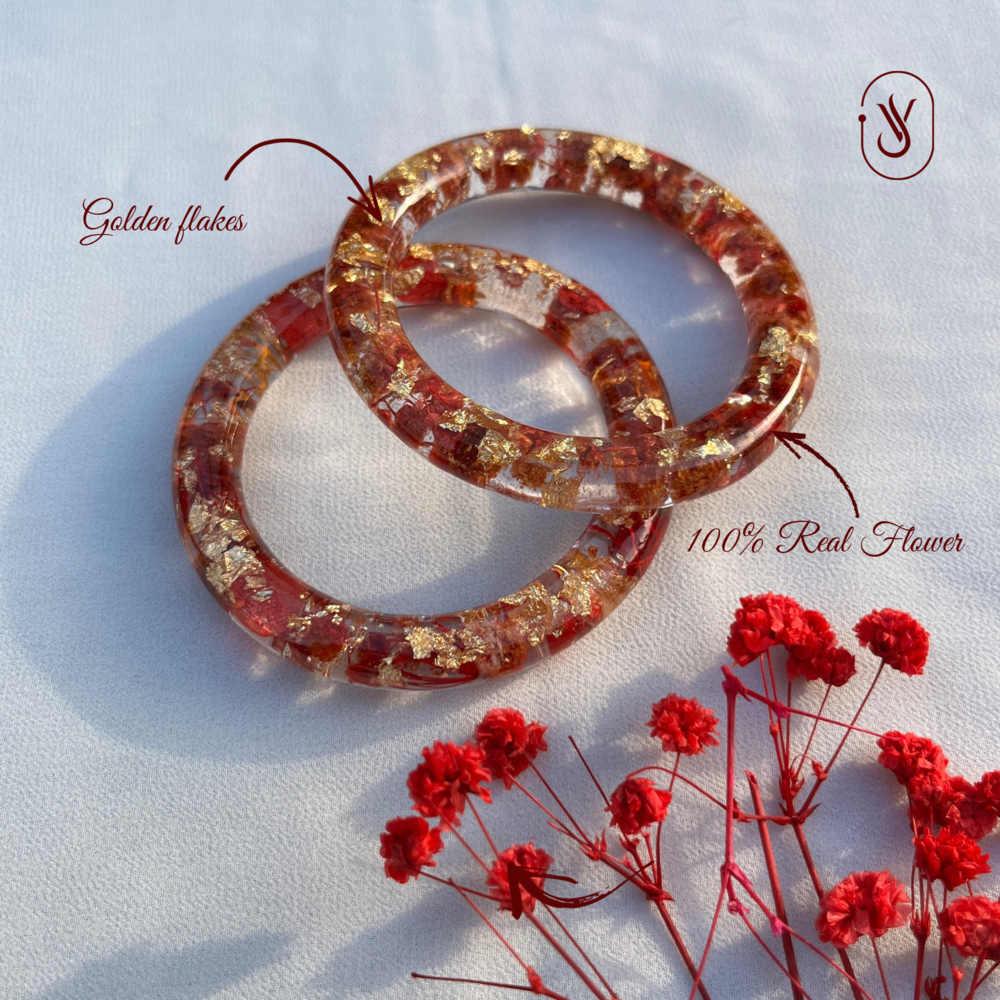 Handmade Real Flowers Bangles – Customisable Pair of 2 | Unique Gift for Women