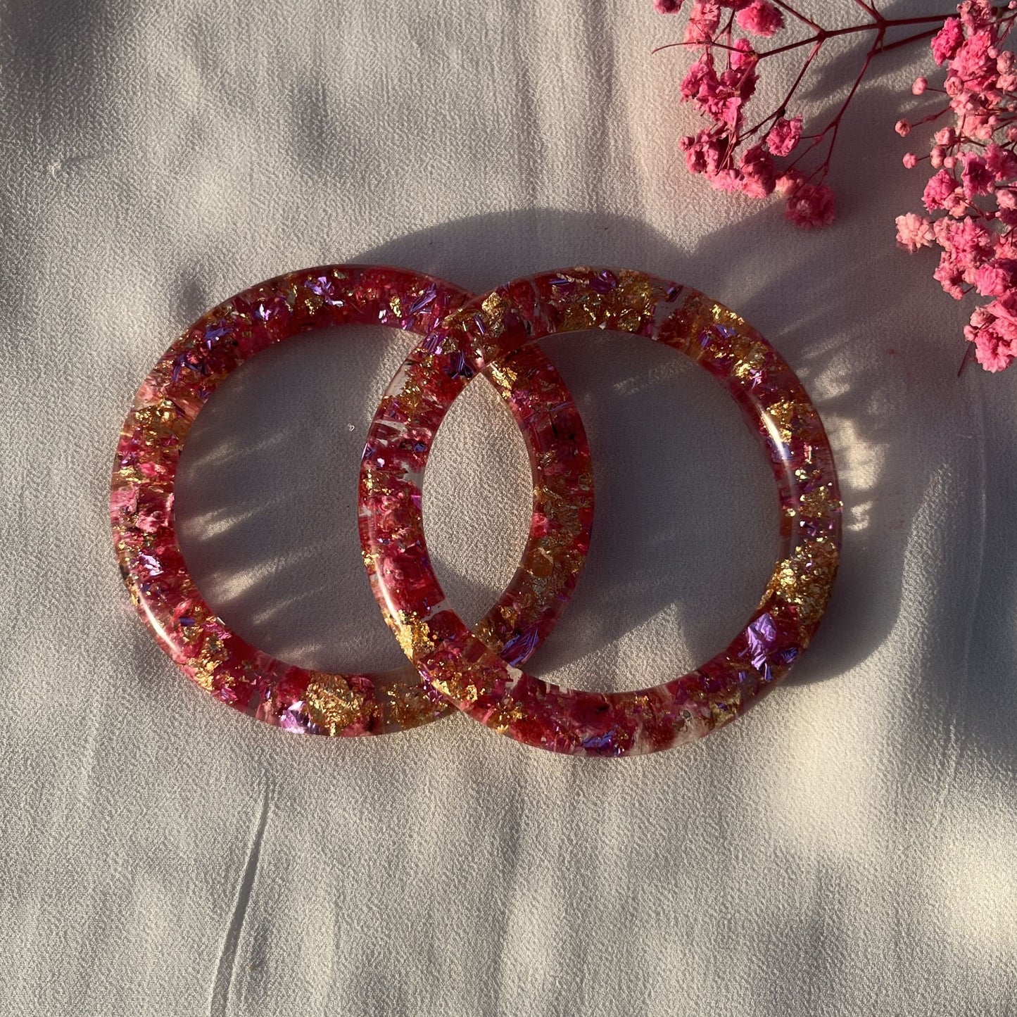 Handmade Real Flowers Bangles – Customisable Pair of 2 | Unique Gift for Women