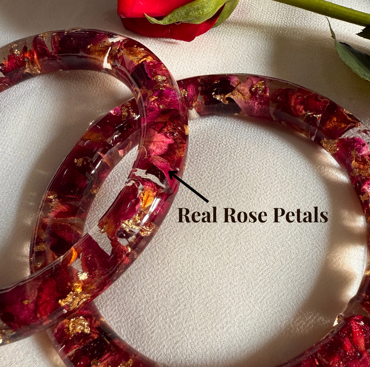 Handmade Real Rose Bangles – Customisable Pair of 2 | Unique Gift for Women