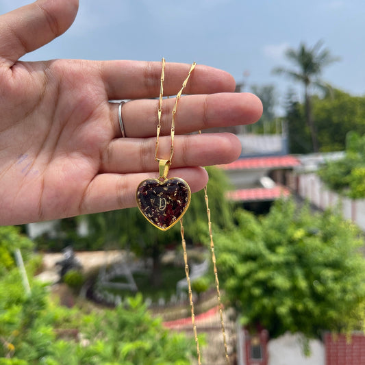 Intial Name Rose Heart Shape Minimal  Pendant - Customisable