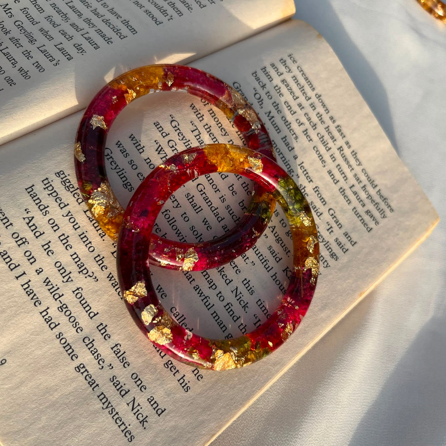 Handmade Real Flowers Bangles – Customisable Pair of 2 | Unique Gift for Women